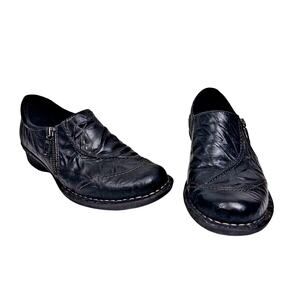 CLARKS Bendables Crinkle Black Leather Slip On Zip Up Casual Shoes US 8M 67664